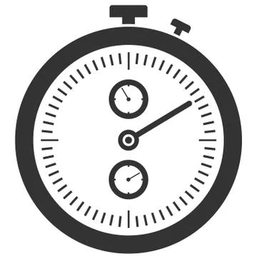 Simple flat black and white stop watch icon Stock Illustration