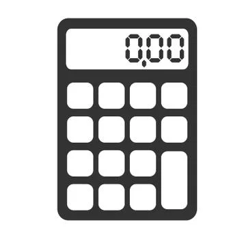 Simple flat black and white pocket calculator icon Illustrazione stock
