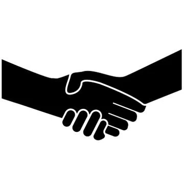 Simple flat black and white handshake icon or symbol Illustrazione stock