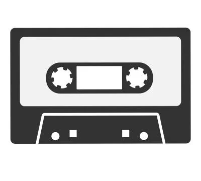 Simple flat black and white audio cassette icon or symbol Illustrazione stock