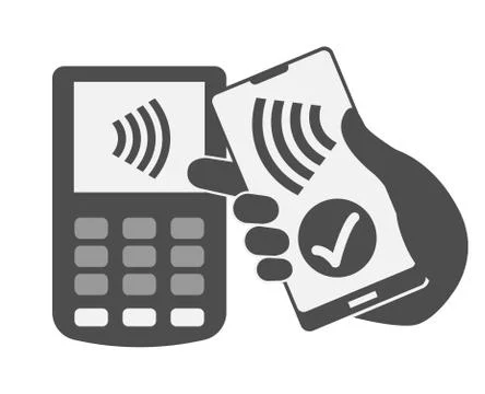 Simple flat black and white contactless payment concept イラスト素材