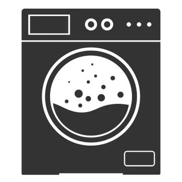Simple flat black and white washing machine icon Stock-Illustration