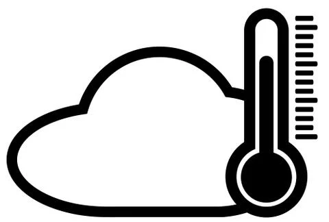 Simple flat black and white weather temperature icon with cloud shape and air Stock-Illustration
