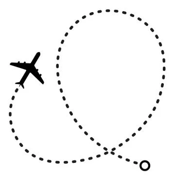Simple flat black and white air travel flight path icon Illustrazione stock