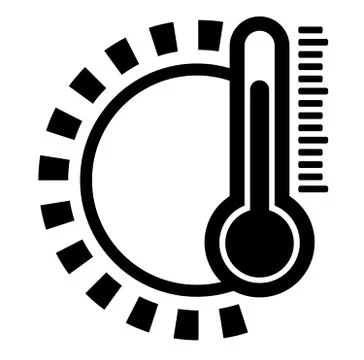 Simple flat black and white weather temperature icon with sun shape and air イラスト素材