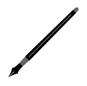 Simple flat black and white fountain pen icon Stock Illustration