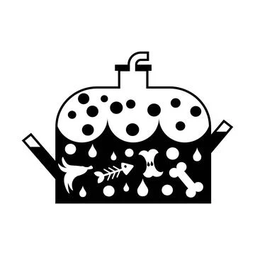 Simple flat black and white Biodigester vector icon Stock Illustration