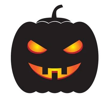 Simple Flat Black Jack O Lantern Carved Pumpkin Illustration Graphic Stock Illustration