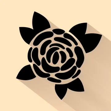 Simple flat black rose vector hand drawn romance flower icon illlustration vi Illustrazione stock