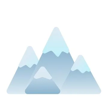 Simple flat blue snow capped mountain landscape isolated on white. Stock Illustration
