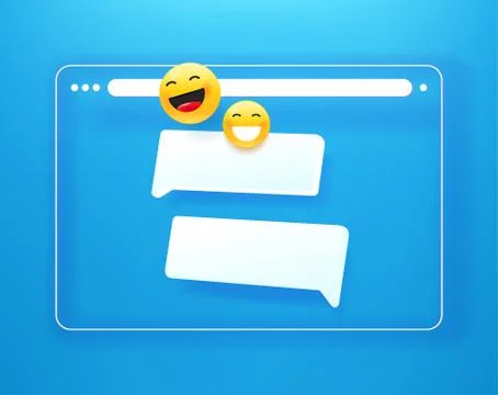 Simple flat browser window with chat bubbles template. 3d comic style editabl Stock-Illustration