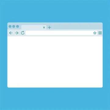 Simple flat browser window isolated on blue background Illustrazione stock