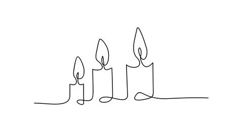 Simple flat candles line art design vector Stock Illustration