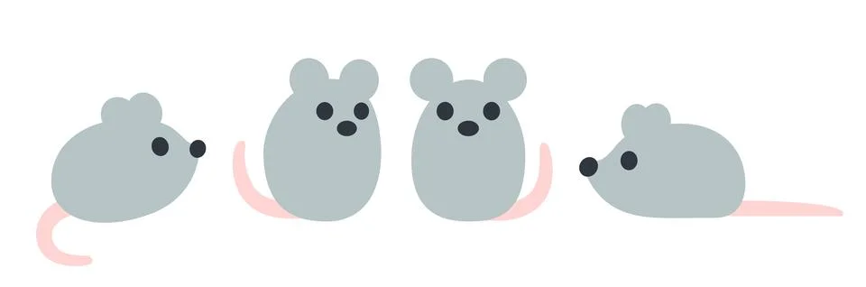 Simple flat cartoon mice set Stock Illustration