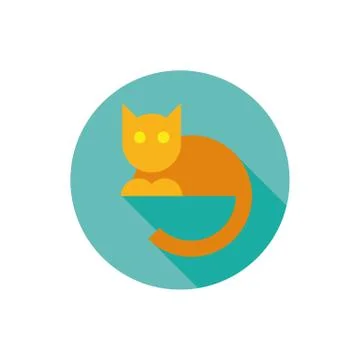 Simple flat cat icon 스톡 일러스트