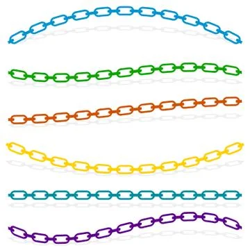 Simple flat chain link, chain illustration. Silhouette of a chain. Stock Illustration