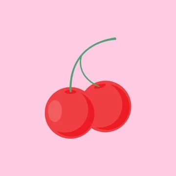 Simple Flat Cherry Vector Illustration Stock Illustration