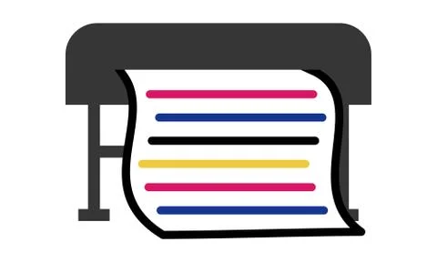 Simple flat clipart of large format printing on roll materials Illustrazione stock