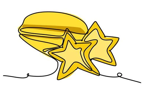 Simple flat color continuous one line drawing of an star fruit. Иллюстрация