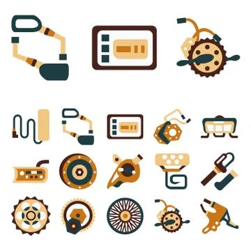 Simple flat color icons for e-bike Stock Illustration