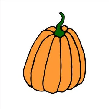 Simple flat color Pumpkin icon isolated on white background. Symbol autumn, c Stock Illustration
