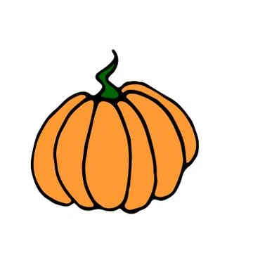 Simple flat color Pumpkin icon isolated on white background. Symbol autumn, c Stock Illustration