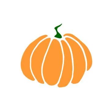 Simple flat color Pumpkin icon isolated on white background. Symbol autumn, c Stock Illustration