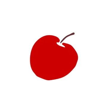 Simple flat color red apple icon isolated on white background. Symbol autumn, Stock-Illustration