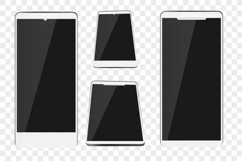 Simple Flat Color Shining Vector Modern Model 4 Black Smartphone Stock Illustration