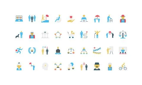 Simple Flat Community People Icon Set Collection 스톡 일러스트