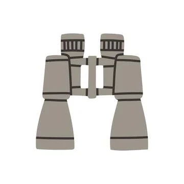 Simple flat design binocular. Outdoor optical device, camping and hunting Stock Illustration
