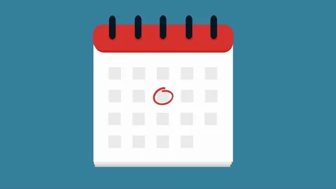 Simple Flat Design Calendar Icon with Red Header date schedule Stock Footage 320828740