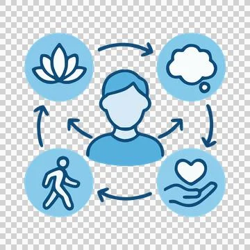 Simple Flat Design Circular Flow Diagram Illustrating Personal Wellness Elements イラスト素材