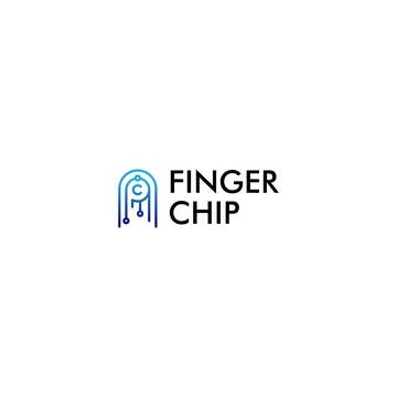 Simple flat design FINGER CHIP lock logo design Stock Illustration