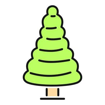 Simple flat design green spruce tree icon Stock Illustration