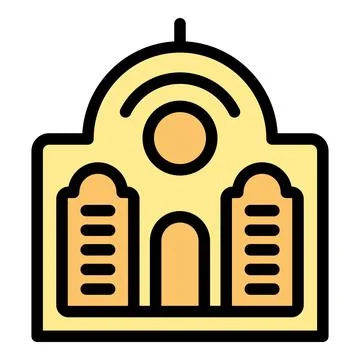 Simple flat design icon of a big building with columns Ilustración de archivo