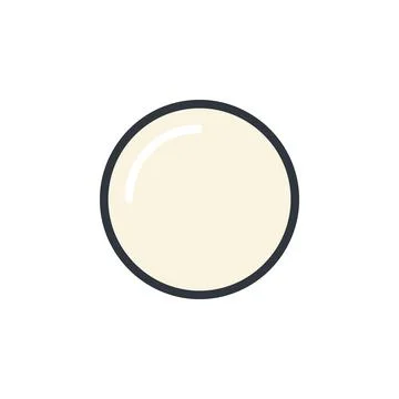 A simple flat design illustration of a light yellow circle with a thick dark Stock Illustration