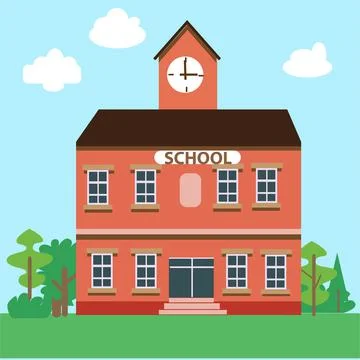 Simple Flat Design School Building Vector Illustration Ilustración de archivo