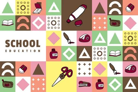 Simple flat design school education background concept Stock Illustration