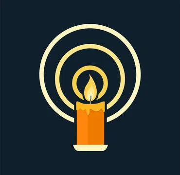 Simple flat design shining candle Stock Illustration