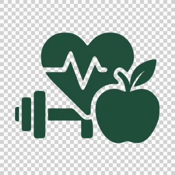 Simple Flat Design Silhouette Icon Representing Healthy Lifestyle Choices and Fi Stock Illustration