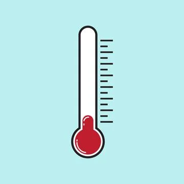 Simple flat design thermometer showing low temperature in a cool blue background Stock-Illustration