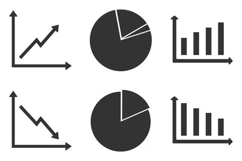 Simple flat financial growth chart icon or symbol. Chart and Diagram Line Ico Stock Illustration