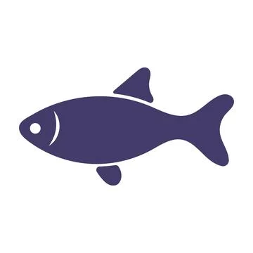 Simple Flat Fish Silhouette Vector Icon Stock Illustration