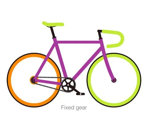 Simple flat fixed-gear bicycle vector illustration Illustrazione stock