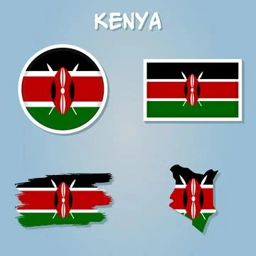 Simple flat flag map of the Republic of Kenya. Illustrazione stock