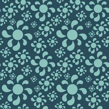 Simple flat flowers with petals in the form of drops, seamless pattern. Illustrazione stock