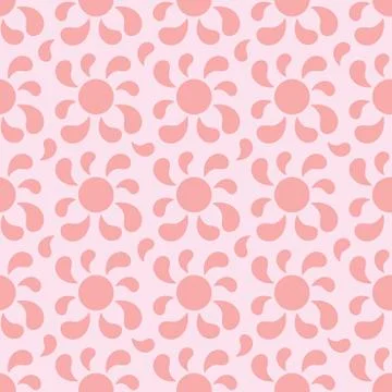 Simple flat flowers with petals in the form of drops, seamless pattern. Illustrazione stock