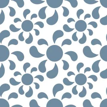Simple flat flowers with petals in the form of drops, seamless pattern. Illustrazione stock