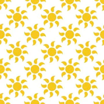 Simple flat flowers. sun with petals in the form of drops, seamless pattern Stock Illustration